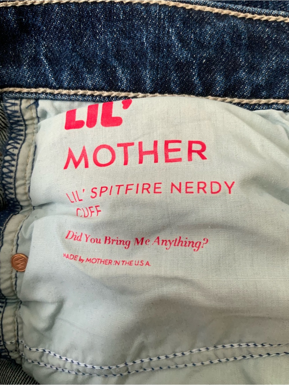 MOTHER SUPERIOR Jeans Lil’ Mother Lil’ Spitfire Nerdy Cuff Blue Size 26 - Picture 13 of 14
